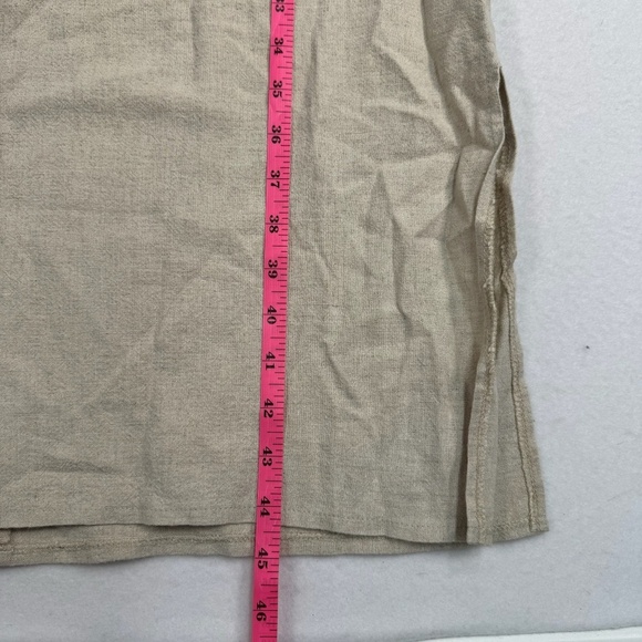 Nina Piccalino Linen Blend Short Sleeve Maxi Dress Womens Size 8 V Neck Oatmeal - Picture 6 of 6